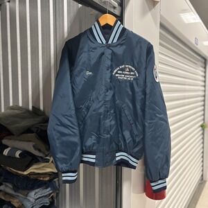 Vintage 90s Korean War Veterans Association Bomber Jacket Mens Size Medium Blue
